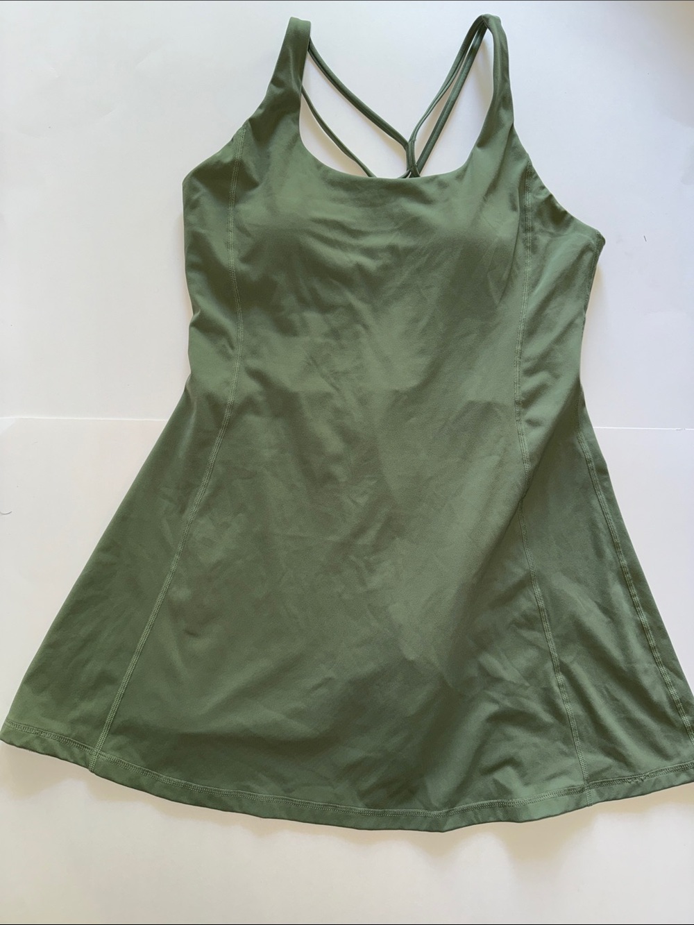 Olive Green Strappy A-Line Mini Dress